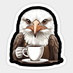 Eagle Drinks Coffee Sticker